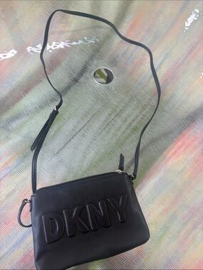 DKNY Black Embossed Logo Crossbody Bag